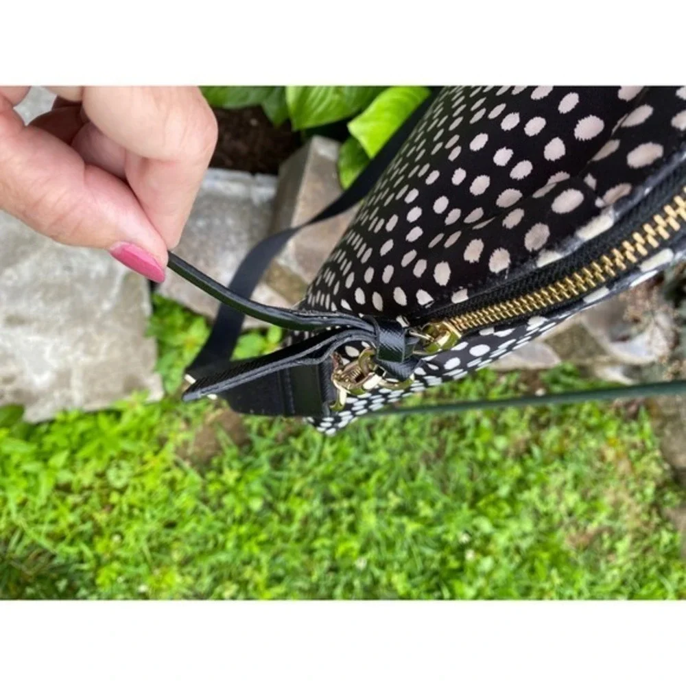 Kate Spade Wilson Road Musical Dots Laptop Bag Black White Polka Dot   Crossbody